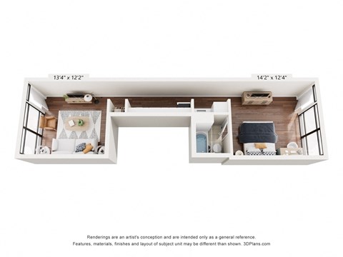 Floor plan for 1 bed, 1 bath, 520 sqft